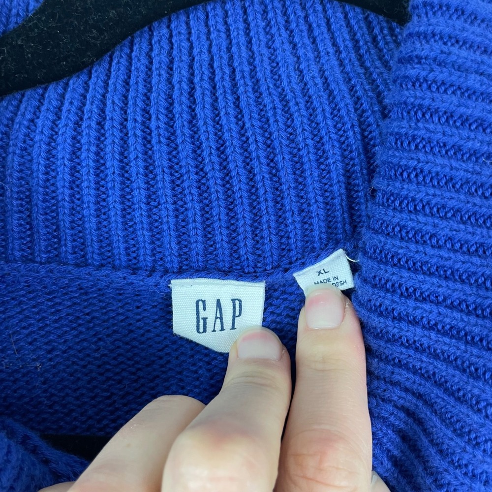 GAP Relaxed Fit Cotton 24/7 Split Hem Turtleneck Sweater Blue XL Oversized Boxy - Picture 4 of 11